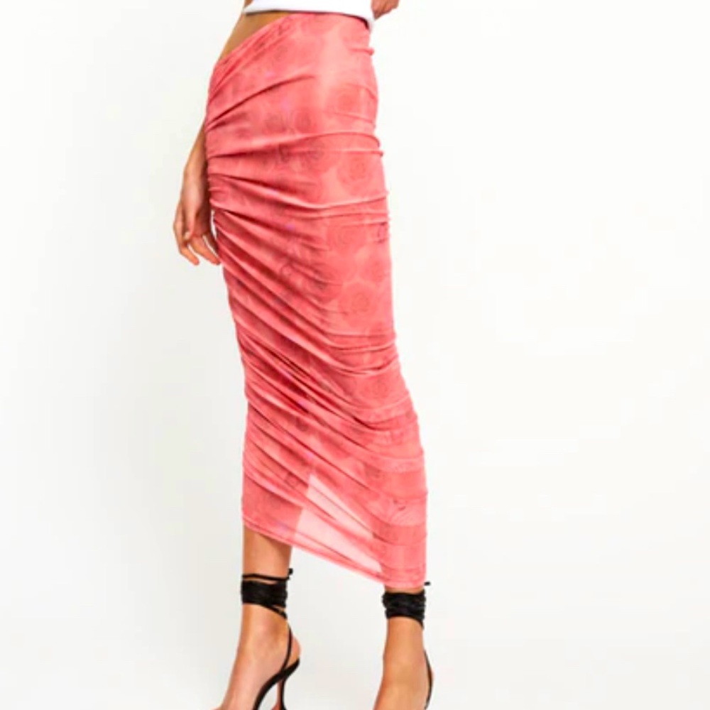 LIONESS MIDI SKIRT WITH ROSES